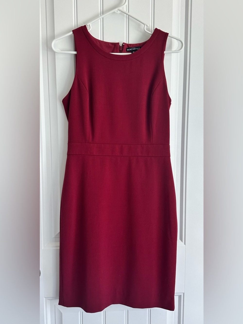 J. Crew Sleeveless Burgundy Midi Sheath Dress, Size 0